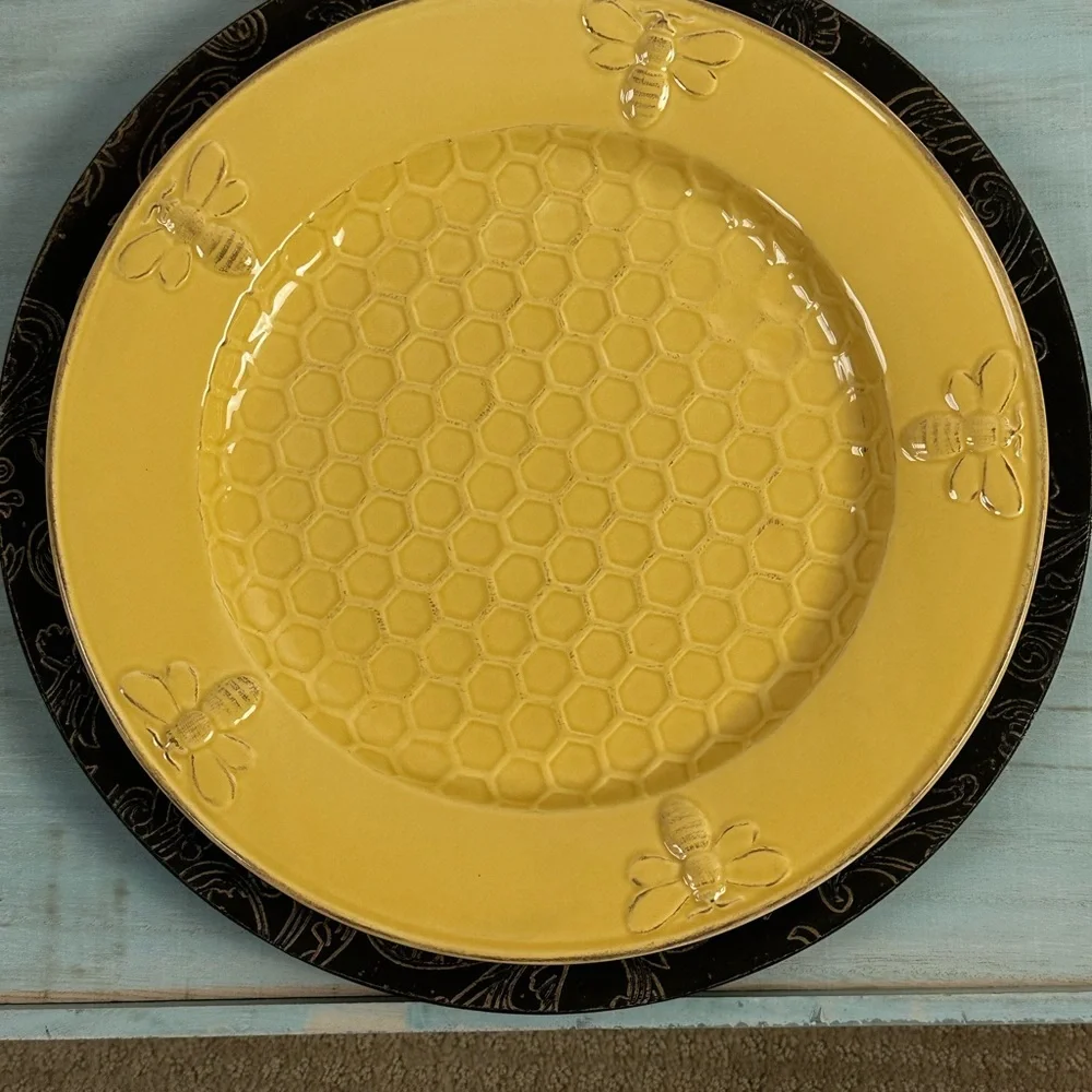 PIER 1 charger plates in burnished brown with gold embossing - Set of 6